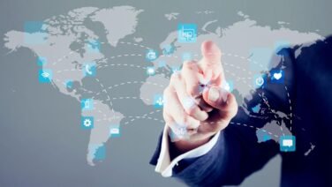 Abstract global network map representing geopolitical complexity, strategic decision-making, and executive leadership in a fragmented world