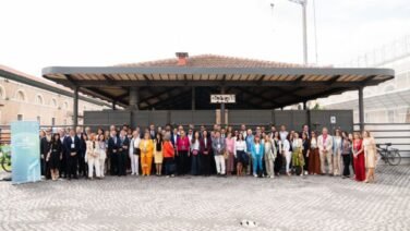 Group photo of participants, judges and organizers attending the JA Italia Entrepreneurship Championships finals in Rome.